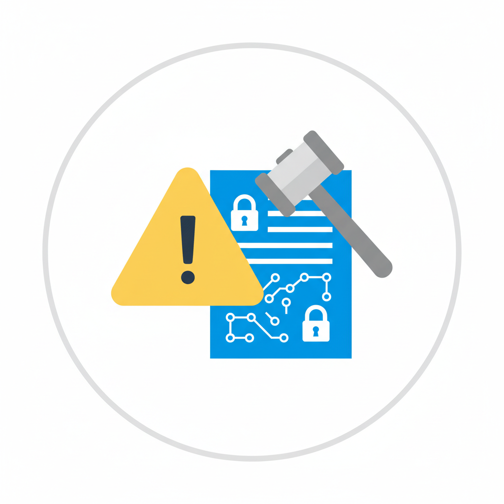 alert icon with liquidation hammer on encrypted contract