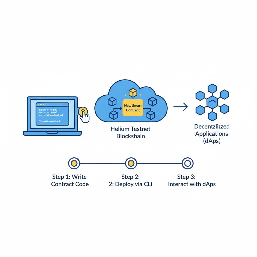 deploying smart contract via CLI, blockchain network diagram, Helium testnet